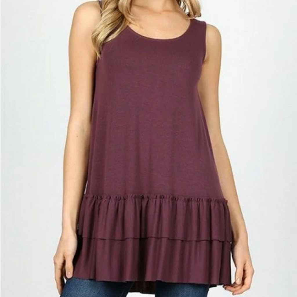Eggplant Ruffle Top Plus